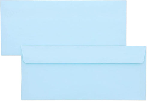 Juvale 100 Pack #10 Light Blue Envelopes, Square Flap for Mailing Letters, Invitations (4 1/8 x 9 1/2 In)