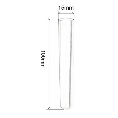 MG1001-50 50pcs 10ml Clear Plastic Test Tubes Without Caps, 15mm X 100mm, Round Bottom