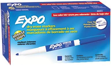 EXPO Low Odor, Fine Tip, Dry, Erase Marker, 2 Packs of 12, Blue by EXPO