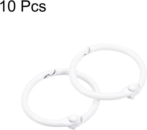 uxcell Loose-Leaf Binder Rings - 45mm/1.8" Metal Book Ring Key Holder for Home, Office Supplies, White, 10 Pack