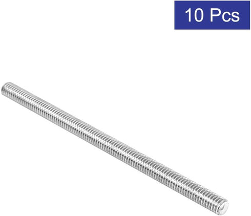 uxcell M6 x 100mm 304 Stainless Steel Fully Male Threaded Rod Bar Studs, 10 Pcs