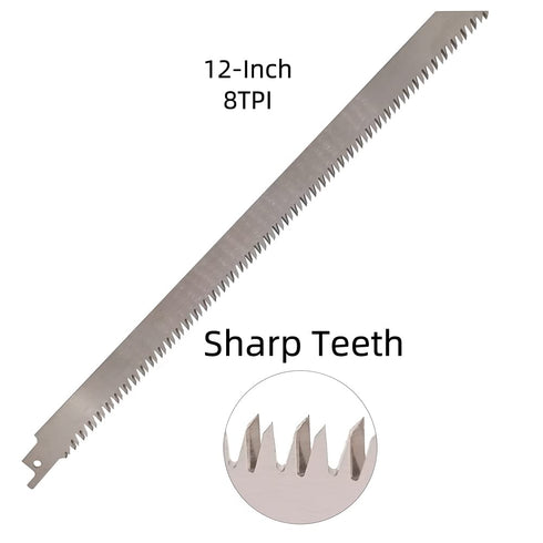 12 Inch 8TPI Frozen 5 pack Stainless Steel Reciprocating Saw Blades for Meat, Unpainted Reciprocating Saw Blades