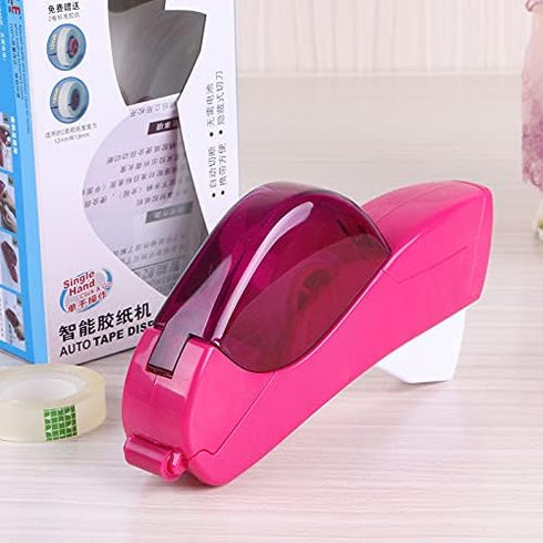 Lightweight Office Tape Dispenser, Automatic Hand-Held Packaging Tape Dispenser for Arts Crafts, Rose Red