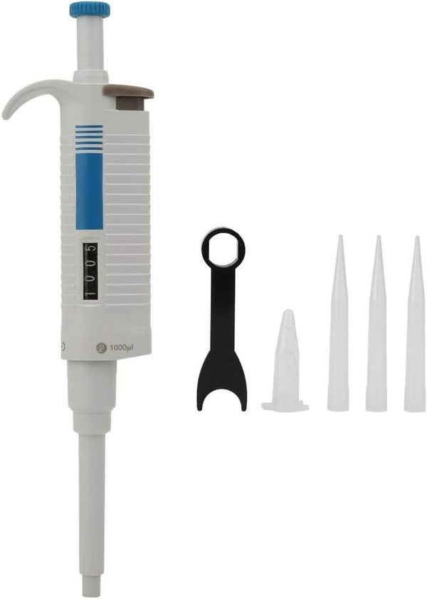 Micropipette Single Channel P1000 Pipettes, Manual Volume Pipettor, 100-1000µl Lab Micropipette