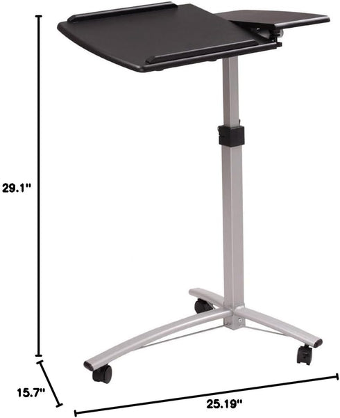 Pinikuyiro Rolling Adjustable Laptop Cart,Height Adjustable Mobile Laptop Stand Desk Rolling Cart,Black