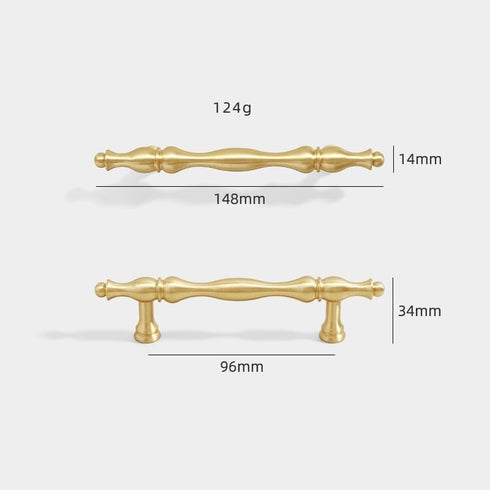 SANCHAKOU 2 Pack 96Mm Brass Knobs Brass Cabinet Door Handles Wardrobe Shoe Cabinet Bedside Cabinet Cabinet Door Copper