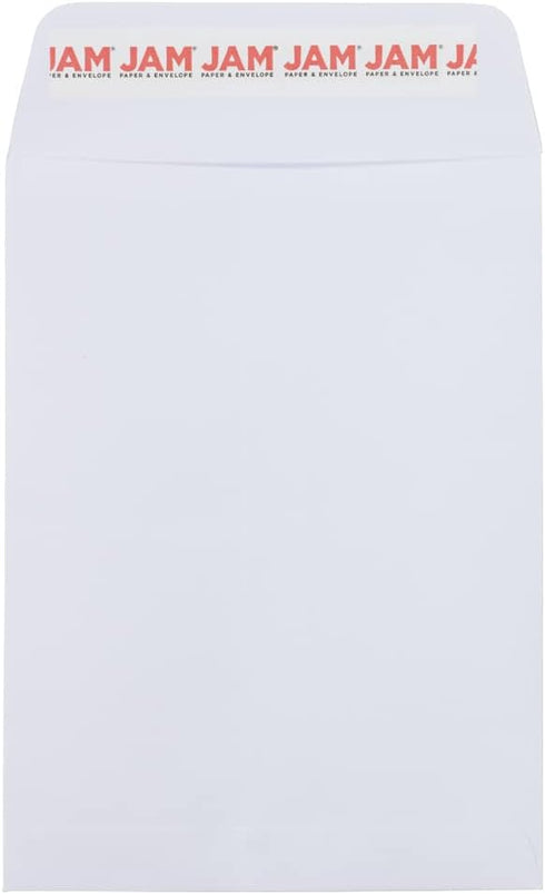 JAM PAPER 5 1/2 x 7 1/2 Open End Catalog Commercial Envelopes, White with Peel and Seal Closure, 50/Pack