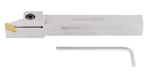 Accusize Industrial Tools 1/2'' Shank Heavy Duty Indexable Grooving/Cut-Off Holder, Nickel Plated with Carbide Insert