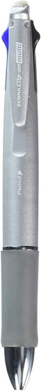 Zebra Clip-On 1000, 4 Color 0.7 mm Ballpoint Multi Pen and 0.5 mm Pencil, Silver Body (B4SA2-S)
