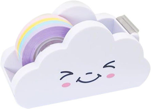 Washi Tape Cutter Set with Cloud Shape Dispenser and Rainbow Tape for Office Home Roll Tape