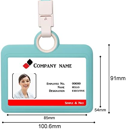 Badge Holder Silicone Horizontal ID Badge Card Holder with Lanyard Neck Strap for Business Card Offices Supplies