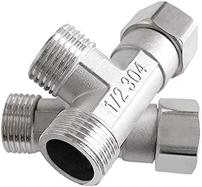 Beduan Stainless Steel 1/2" G 3 Way Diverter, Movable Cap Flexible Tee Connector for Bidet, Sprayer, Shower Arm