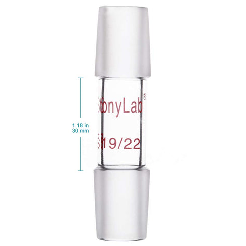 stonylab Glass 19/22 Straight Laboratory Adapter, Borosilicate Glass 30 mm Between Two 19/22 Ground Inner Standard Taper Joints for Laboratory Lab Supply (30 mm)