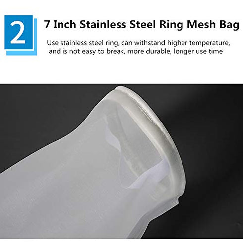 Nylon Mesh Filter Socks Bag 7 Inch Ring 75 Micron by 16 Inch Long NMO Filter Bags - 1 Pack