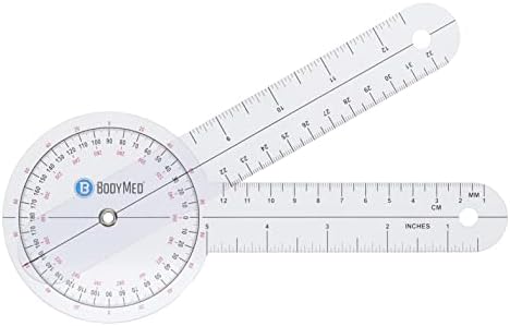 BodyMed 8 Inch Medical Spinal Goniometer Measurer 360 ISOM Calibrated Scales for Physical Therapy Rehab
