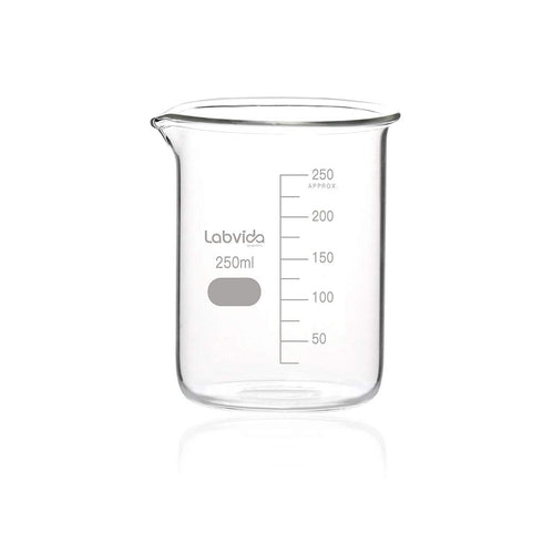 Upgrated 6 Size Low Form Glass Beaker Set, 25ml 50ml 100ml 250ml 500ml 1000ml, 3.3 Boro Glass with Printed Graduation