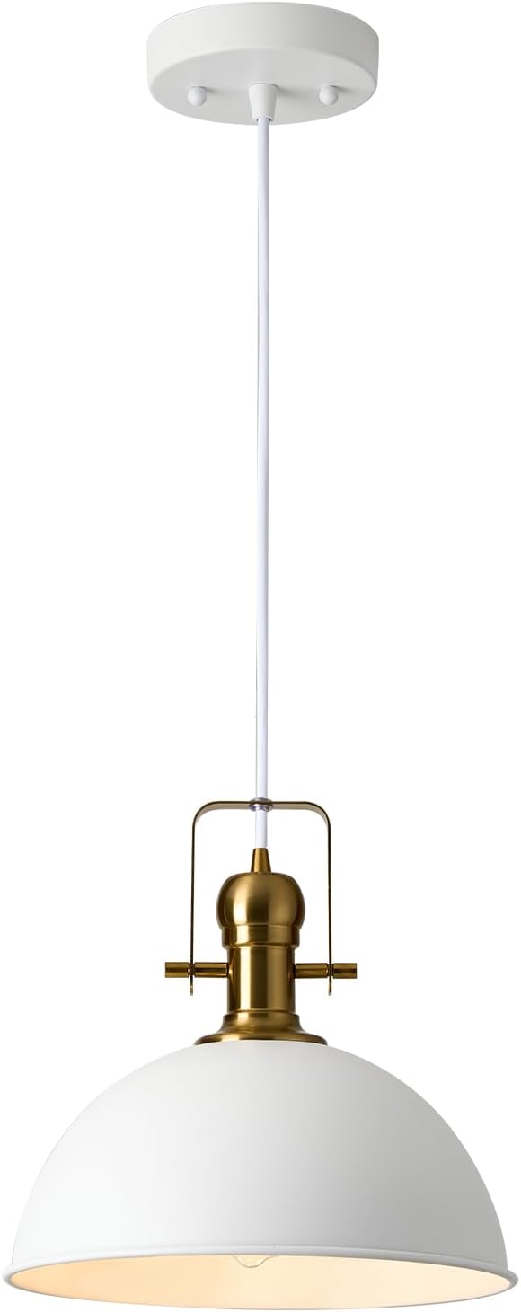 12 Inch Sandy White Farmhouse Pendant Lights for Kitchen Island Industrial Adjustable
