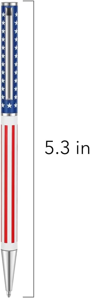 Unibene Slim Metal Retractable Ballpoint Pens, Bulk of 6 Count, Patriotic American Flag, Medium Point (1 mm Black Ink)