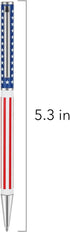 Unibene Slim Metal Retractable Ballpoint Pens, Bulk of 6 Count, Patriotic American Flag, Medium Point (1 mm Black Ink)