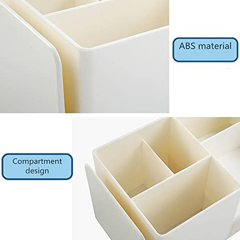Desk Organizer with Bookshelf, White Multifunctional Organizer with Drawer for Makeup Storage, Small, Grey