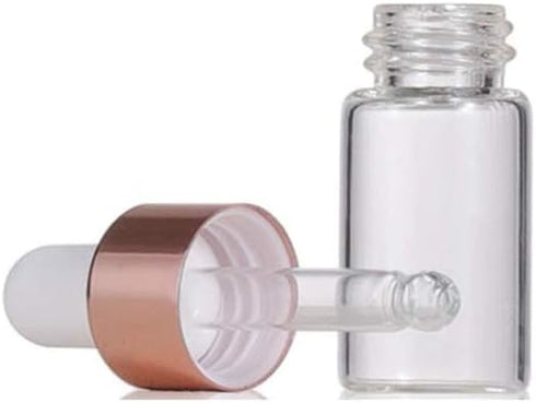30 Pcs Clear Glass Dropper Bottles Essential Oil Sample Bottles Perfume Vials Liquid Cosmetic Containers Glass Eye Dropper Bottles With Rose Gold Lids (3ml)