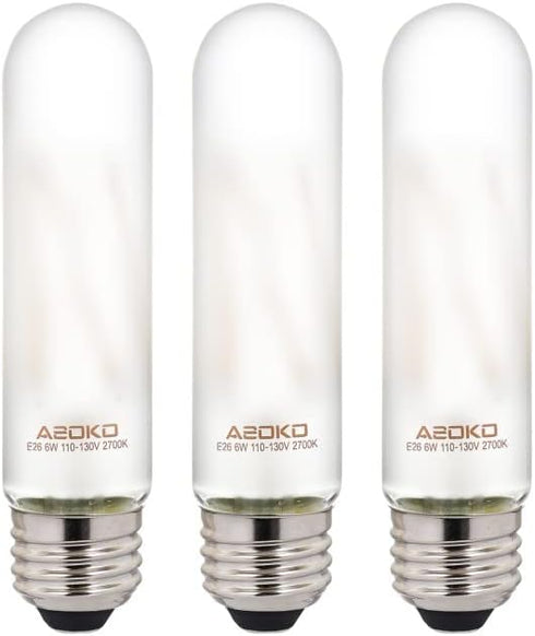 ASOKO T10 LED Frosted Bulbs, Warm White 2700K, 6W Dimmable, 60 Watt Equivalent, E26 Medium Base, 3 Pack