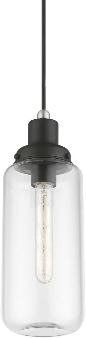 40614-04, Livex Lighting, Oakhurst, Mini Pendant, Black with Brushed Nickel Accent