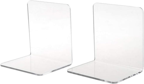 YS0911 2Pcs Clear Acrylic Bookends L-Shaped Desk Organizer Desktop Holder School S Stands