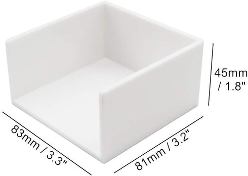 White Memo Holder, 3 x 3 PS Notepad Organizer, Sticky Notes Cube Holder for Home and Office