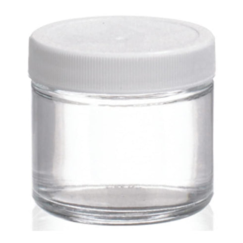 Wheaton W216921 Clear Glass 8oz Straight Sided Jar - Without 70-400 White Polypropylene Poly-Vinyl Lined Screw Cap,