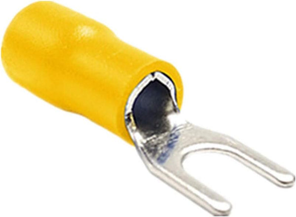 100Pcs SV1.25-3 Insulated Fork Spade Wire Connector, Electrical Crimp Terminal, 22-16AWG U-Type