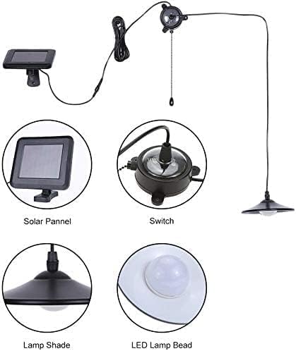 Lixada Solar Pendant Light Outdoor Indoor Hanging Light LED Shed Light Waterproof Pendant Lamp with Remote Control