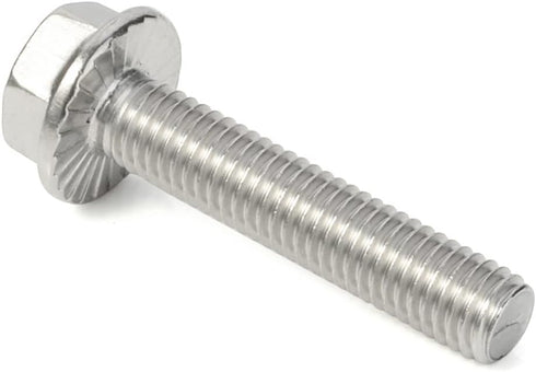 M10-1.5 x 40mm Flanged Hex Head Bolts, Stainless Steel 18-8 (304), Plain Finish, 5 PCS