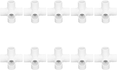 10PCS PVC Plastic Pipe Connector, 6 Way Elbow Fittings for 25mm Inner Diameter Pipe (White)