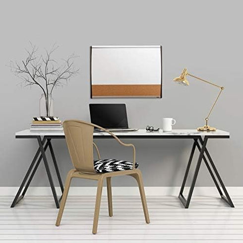 Quartet Combination Magnetic Whiteboard & Corkboard, 17" x 23", Combo Black/Silver Frame Board
