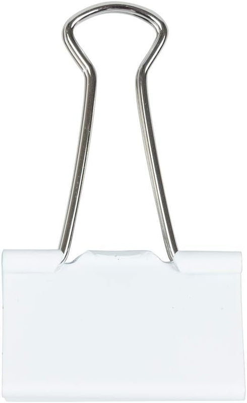JAM PAPER Colorful Binder Clips, Large, 1 1/2 Inch (41 mm), White, 12/Pack