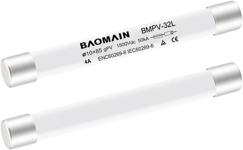 Baomain 5 Pack 1500VDC Solar PV Fuse gPV-Type Fuse Link 10 x 85 mm 50kA Photovoltaic Fuses BMPV-32L CE (4 Amp.)