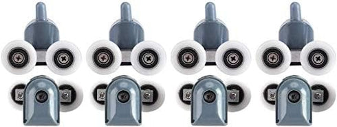 TOPINCN Shower Door Rollers - 8 Pcs Twin Bottom Top Pulleys Wheels Runners Replacement Kit for Bathroom