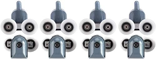 TOPINCN Shower Door Rollers - 8 Pcs Twin Bottom Top Pulleys Wheels Runners Replacement Kit for Bathroom