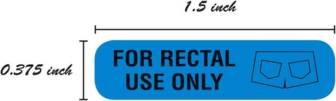 Blue Stickers for Rectal Use Only - 500 Small Permanent Adhesive Labels, 0.375" x 1.5"