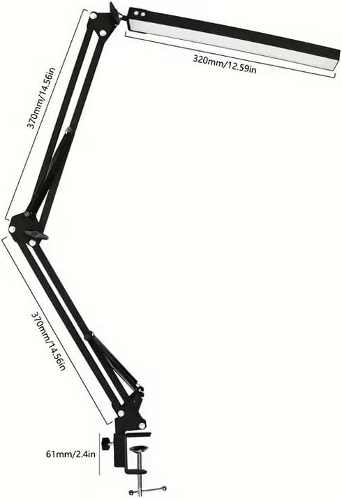 Generic 10 3 LED Desk Lamp, Adjustable Swing Arm Lamp with Clamp, Eye-Caring Reading Desk Light, Brightness Levels
