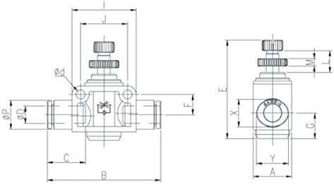PneumaticPlus SCF-1/4 Air Flow Control Valve, In-Line Speed Controller Union Straight - 1/4" Tube OD x 1/4" Tube OD