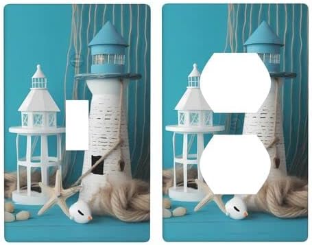 Sea Lighthouse Light Switch Plate & Duplex Outlet Cover Set - Single Gang Toggle/1-Gang Duplex Wall Plates