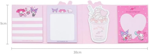 Cute Melody Self-Adhesive Sticky Notes, Memo Pad with 4 Designs x 20 Sheets, Total 80 Sheets, Design May Vary