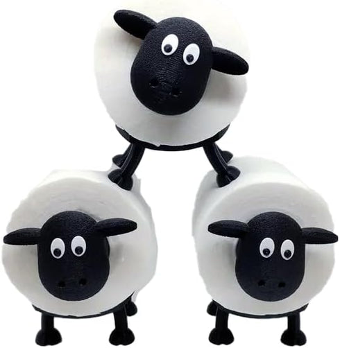 Sheep Toilet Paper Holder Set of 3 Black Sheep Self Standing Bathroom