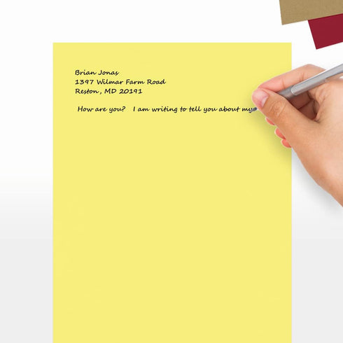 LUXPaper 8.5" x 11" Paper, Letter Size, Pastel Canary Yellow, 60lb. Text, 50 Qty