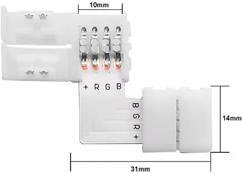 LED Connector, 10pcs L-Boards 20pcs 4-pin Connection Clips, Suitable for 4-pin Multi-Color 10mm LED Strip Lights by TiTiToo