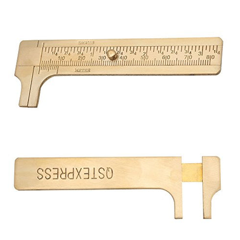 Brass Vernier Pocket Caliper Gauge, Handy Sliding Ruler Measuring Tool Double Scales mm/inch Mini Bead Wire Jewelry