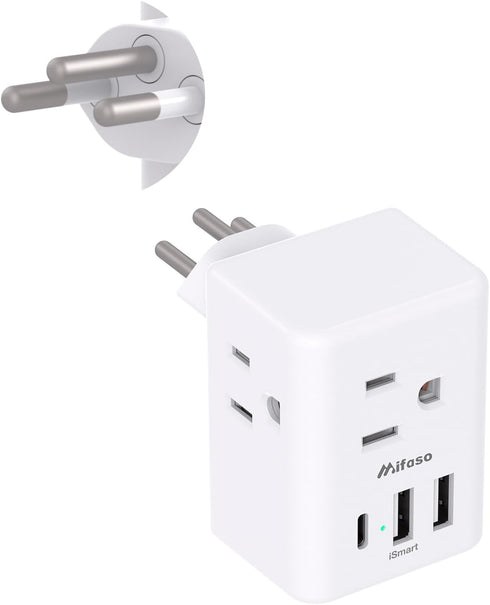 Switzerland Travel Plug Adapter: Swiss Outlet Adapter with 3 Outlets, 3 USB Charging Ports (1 USB C), Travel Essentials
