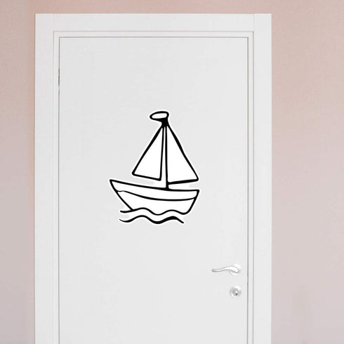 Azeeda (460mm) (DW00143711) 'Sail Boat Toy' White Premium Vinyl Decal Sticker Waterproof, Durable & Easy to Apply